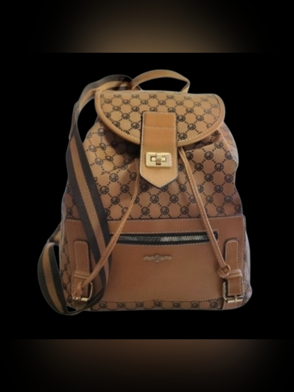 Wendy Keen Brown & Tan Backpack with Matching Double Zip Wallet/Wristlet